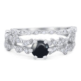 Two Piece Round Natural Stone Floral Ring