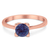 Minimalist Round Natural Stone Solitaire Ring