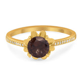 Vintage Style Round Natural Stone Flower Ring