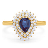 Pear Teardrop Natural Stone Halo Ring