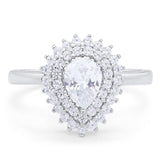 Pear Teardrop Natural Stone Halo Ring