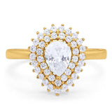 Pear Teardrop Natural Stone Halo Ring
