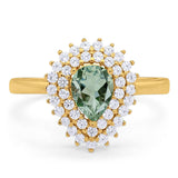 Pear Teardrop Natural Stone Halo Ring