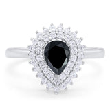 Pear Teardrop Natural Stone Halo Ring