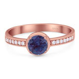 Vintage Style Round Natural Stone Solitaire Ring