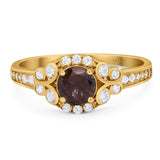 Art Deco Round Natural Stone Ring