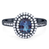 Art Deco Oval Natural Stone Halo Ring