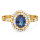 Art Deco Oval Natural Stone Halo Ring