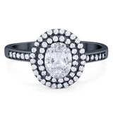 Art Deco Oval Natural Stone Halo Ring