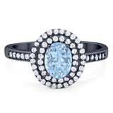 Art Deco Oval Natural Stone Halo Ring