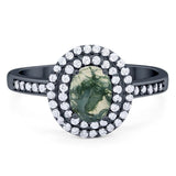 Art Deco Oval Natural Stone Halo Ring