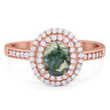 Art Deco Oval Natural Stone Halo Ring