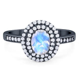 Art Deco Oval Natural Stone Halo Ring