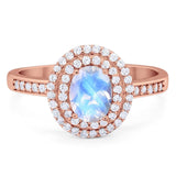 Art Deco Oval Natural Stone Halo Ring