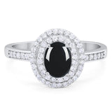Art Deco Oval Natural Stone Halo Ring