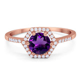 Round Natural Stone Hexagonal Ring