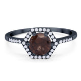 Round Natural Stone Hexagonal Ring