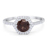 Round Natural Stone Hexagonal Ring