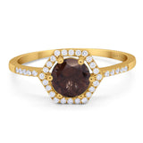 Round Natural Stone Hexagonal Ring