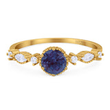 Vintage Style Round Natural Stone Beaded Ring