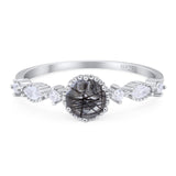 Vintage Style Round Natural Stone Beaded Ring