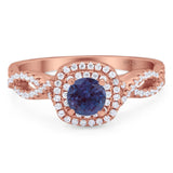 Art Deco Round Natural Stone Twisted Ring