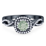 Art Deco Round Natural Stone Twisted Ring