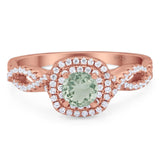 Art Deco Round Natural Stone Twisted Ring