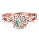 Art Deco Round Natural Stone Twisted Ring
