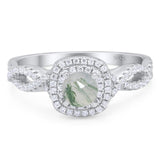 Art Deco Round Natural Stone Twisted Ring