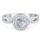 Art Deco Round Natural Stone Twisted Ring