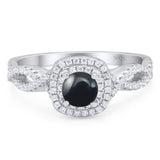Art Deco Round Natural Stone Twisted Ring
