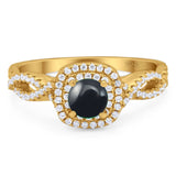 Art Deco Round Natural Stone Twisted Ring