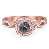 Art Deco Round Natural Stone Twisted Ring