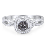 Art Deco Round Natural Stone Twisted Ring