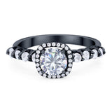 Vintage Style Round Natural Stone Wedding Ring