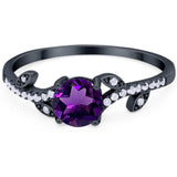 Round Natural Stone Leaf Style Ring