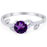 Round Natural Stone Leaf Style Ring