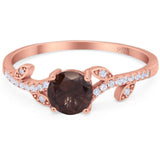 Round Natural Stone Leaf Style Ring