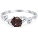 Round Natural Stone Leaf Style Ring