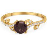 Round Natural Stone Leaf Style Ring