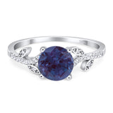 Art Deco Round Natural Stone Leaf Style Ring