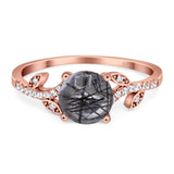 Art Deco Round Natural Stone Leaf Style Ring