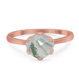 Art Deco Round Natural Stone Halo Ring