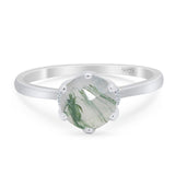 Art Deco Round Natural Stone Halo Ring