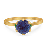 Art Deco Round Natural Stone Halo Ring