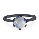 Art Deco Round Natural Stone Halo Ring