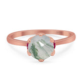 Art Deco Round Natural Stone Halo Ring