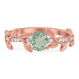 Round Natural Stone Leaf Style Ring
