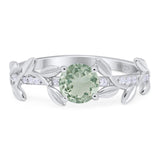 Round Natural Stone Leaf Style Ring